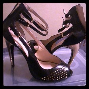 Gold and Black Heels